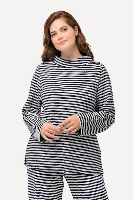 Sweatshirt, Strukturringel, Stehkragen, Langarm