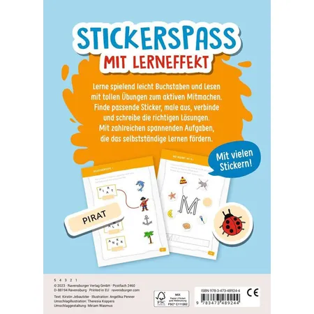 Ravensburger Mein Stickerrätselblock: Buchstaben und Lesen