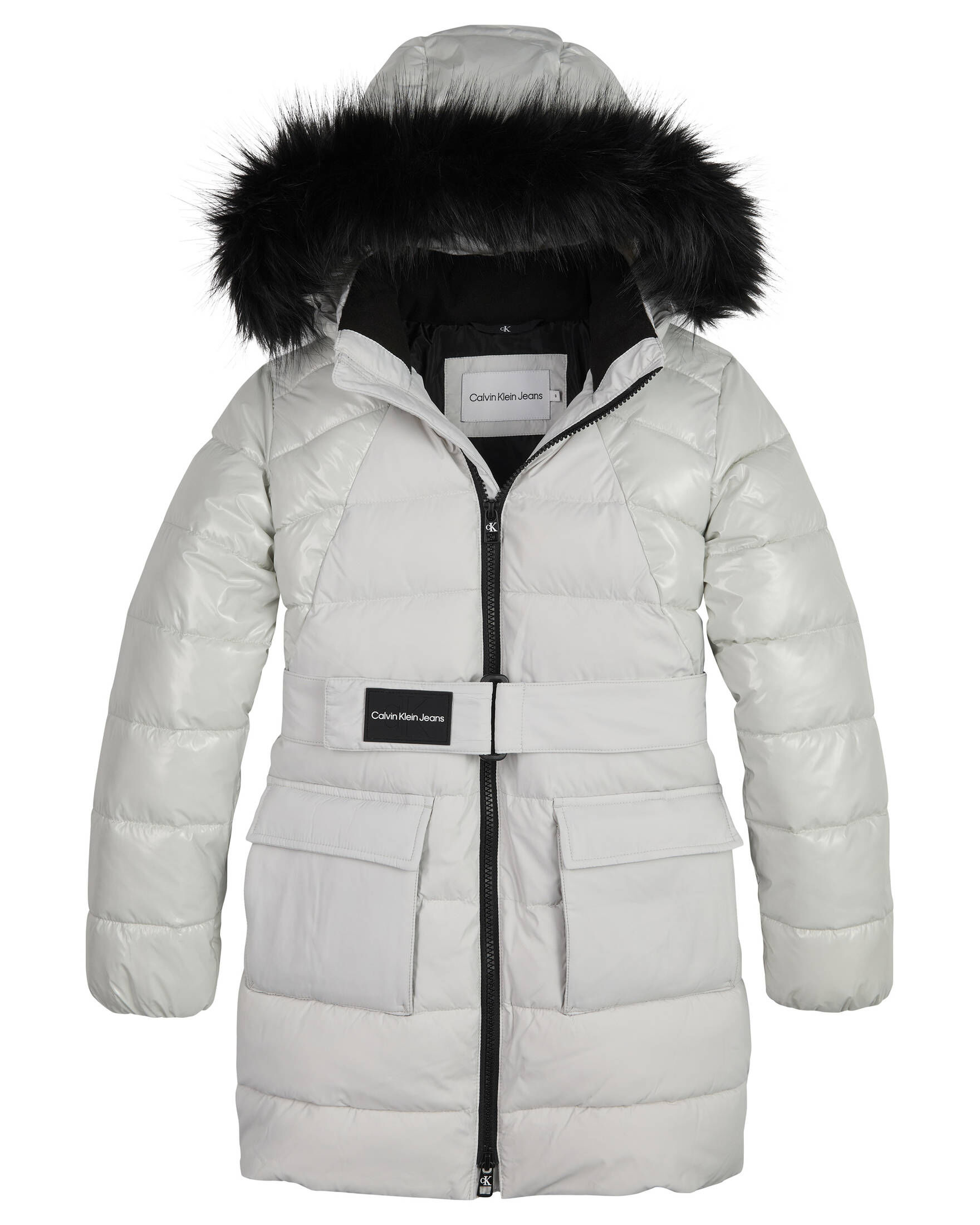 CALVIN KLEIN JEANS| Mädchen Steppmantel MIXED MEDIA BELTED PUFFER COAT