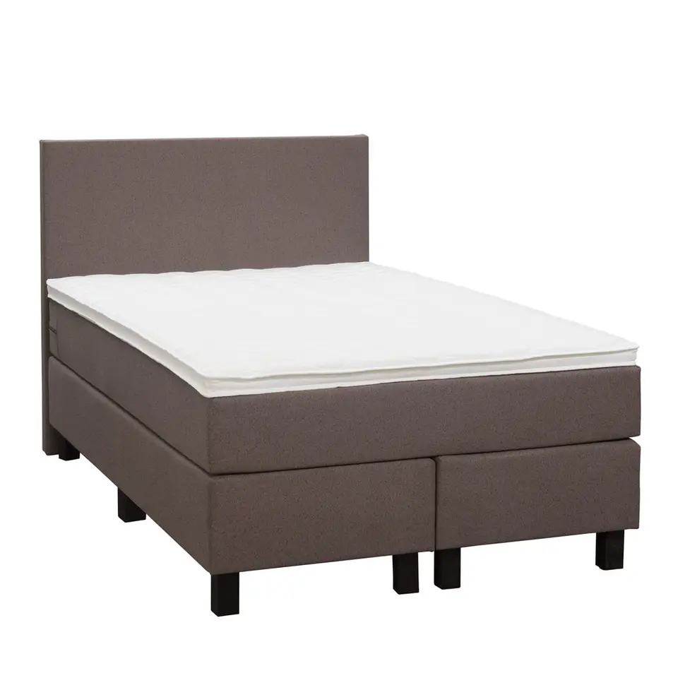 Boxspring Liv egaal - donkerbruin - 120x200 cm - vierkante poot
