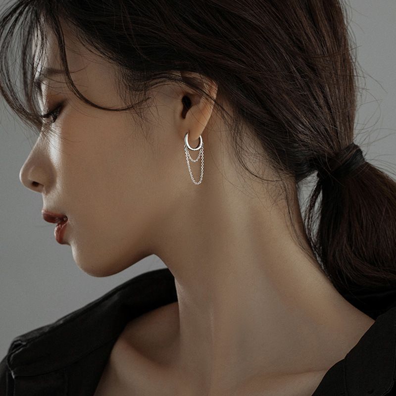 Hansha - 925 Sterling Zilveren Ketting Creolen