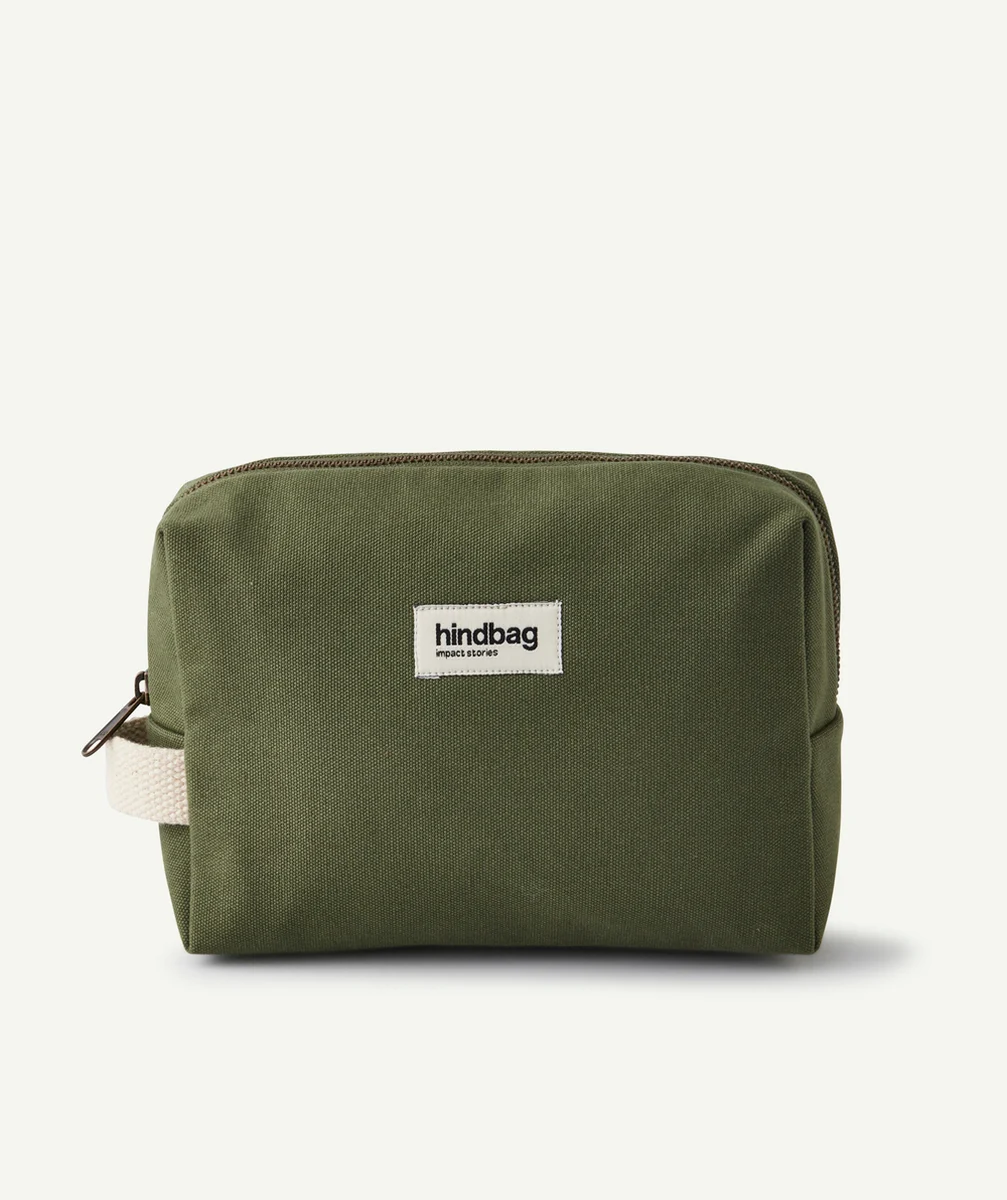 HINDBAGTROUSSE DE TOILETTE LEON EN COTON BIO VERT OLIVE