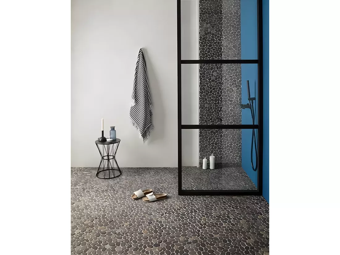 Carrelage de mosaïque (Boite de 1m²) / Plaque mosaïque mur et sol en marbre naturel coloris gris mat - 33 x 33 cm