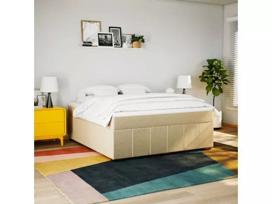 Sommier à lattes de lit avec matelas Crème 180x200 cm Tissu