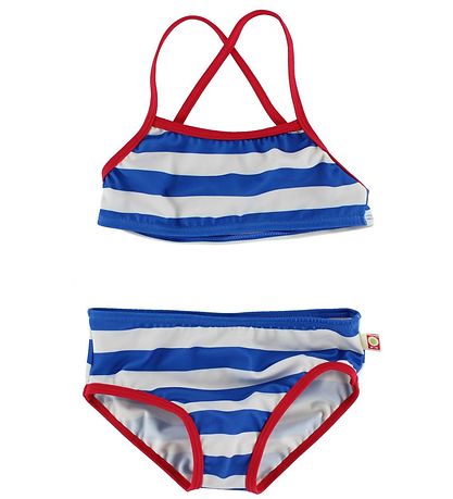Katvig Classics Bikini - UV50+ - Blå/Hvidstribet m. R?d
