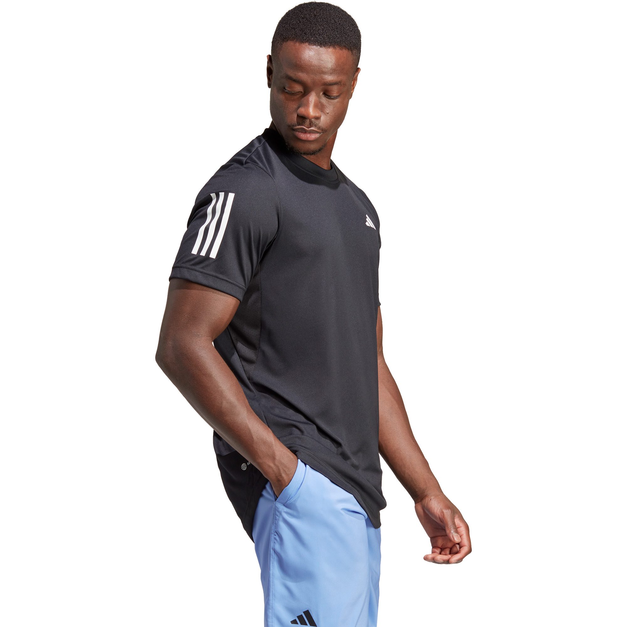 adidas Club Tennis 3-Streifen T-Shirt Herren schwarz
