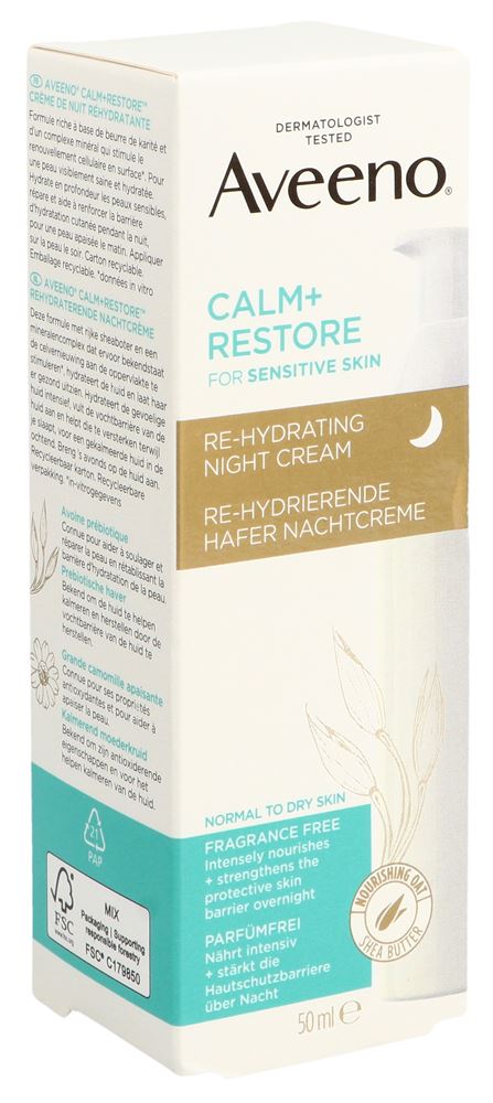 AVEENO Calm+Restore Nachtcreme<br>50 ml, Dispenser, Creme, Re-hydrierend Hafer