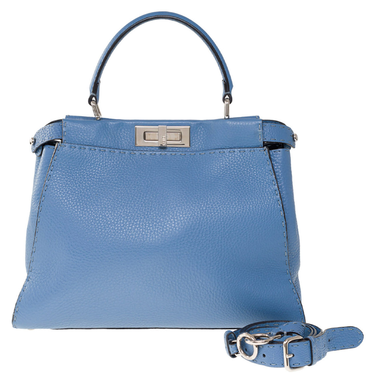 Fendi Sac Peekaboo Medium Fendi en Cuir bleu Etat: Parfait état - Longueur 35 cm
