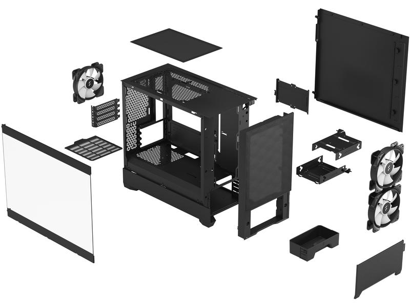 Fractal Design PC-Gehäuse Pop Mini Air RGB TG Schwarz Eleganter Gaming-Mini-Tower mit Sichtfenster und RGB-Beleuchtung