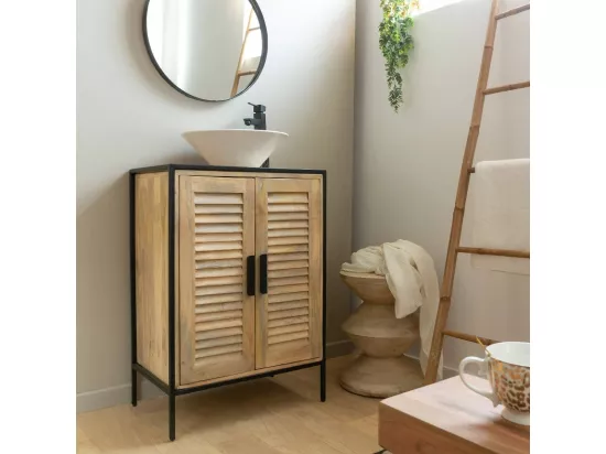 Meuble sous vasque en bois de manguier et métal Coralie