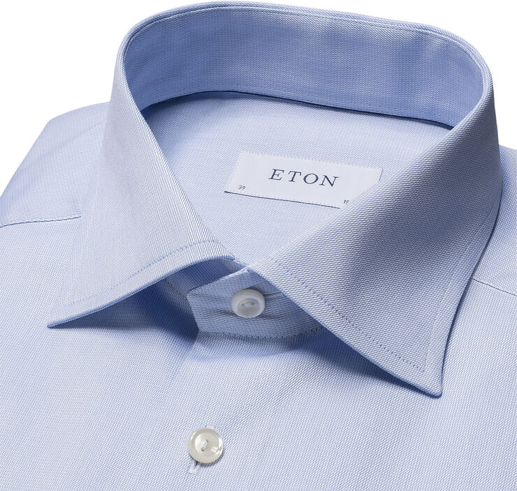 ETON Contemporary Fit Blue Semi Solid Signature Dobby Shirt Blå