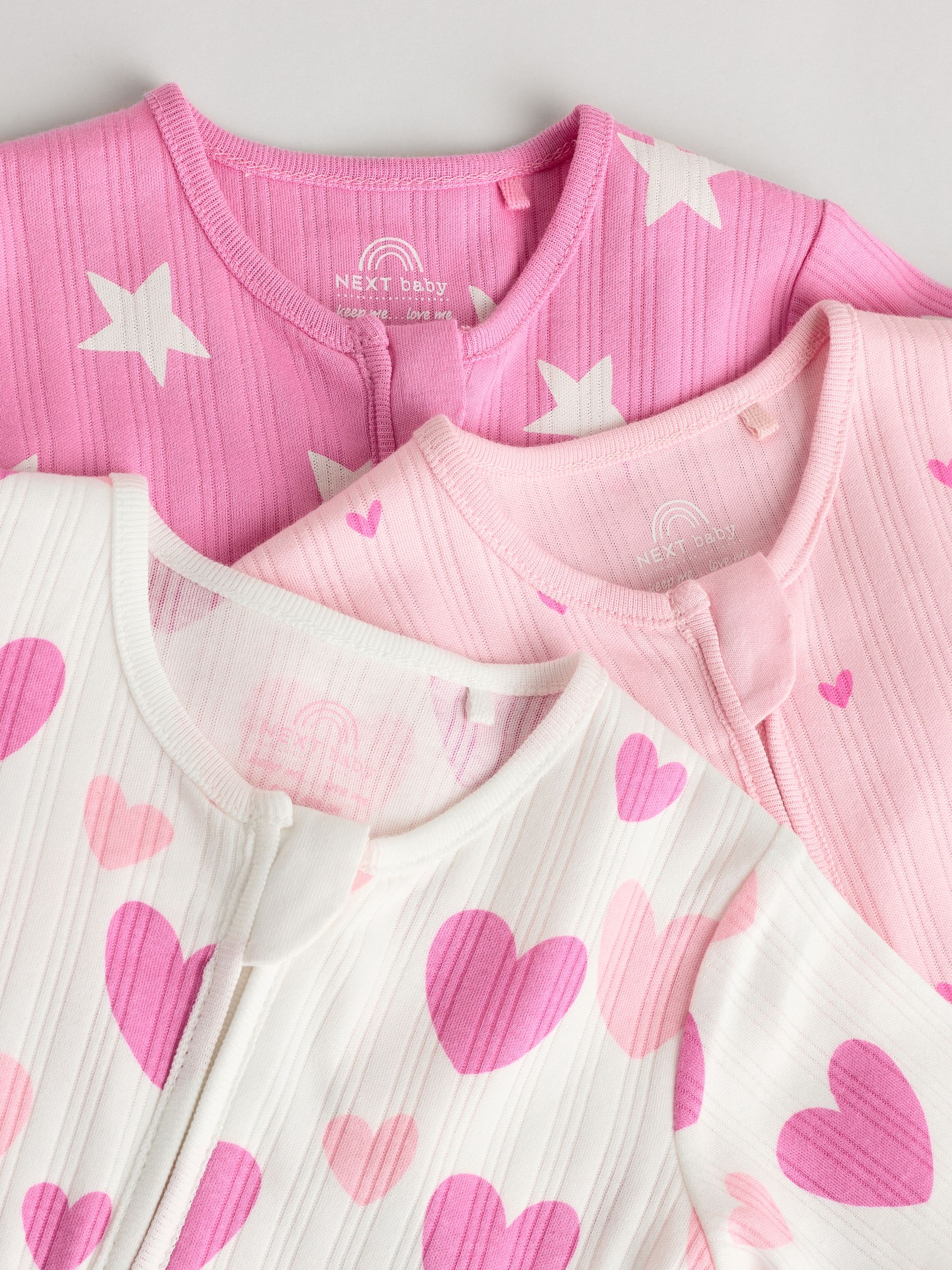 Roze - 3 Pack Baby-pyjama's met tweewegrits (0mnd -2jr)