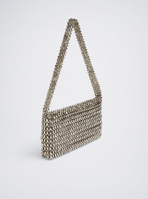 Bolso De Fiesta Abalorios - Plateado
