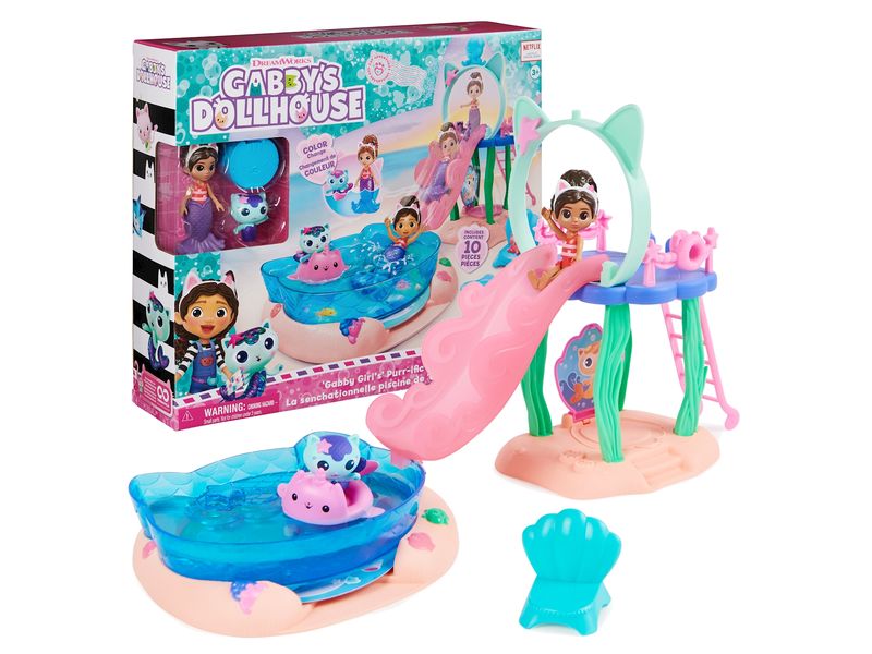 Spinmaster Spielfigurenset Gabby’s Dollhouse Pool Adventure Pool-Spielset mit Farbwechseleffekt