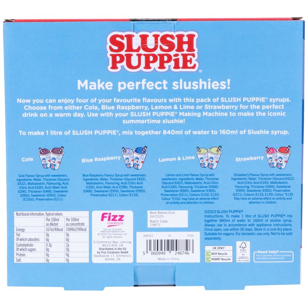 Slush Puppie Zero Sugar Slushie 4er-Pack Sirup-Set