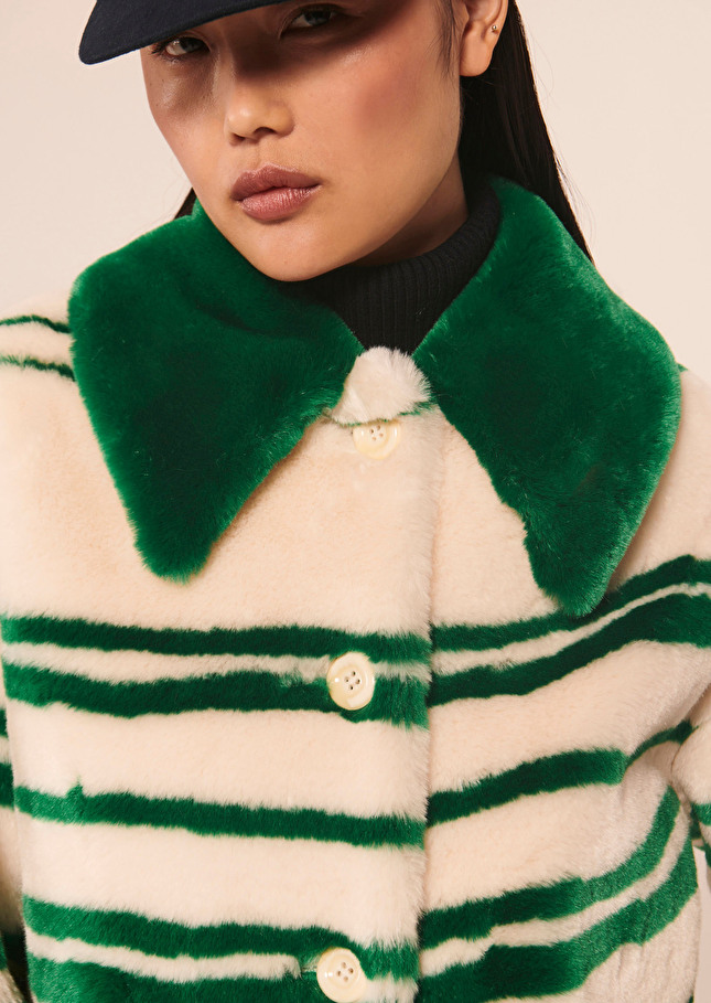 Manteau Mattécru à rayures en fausse fourrure