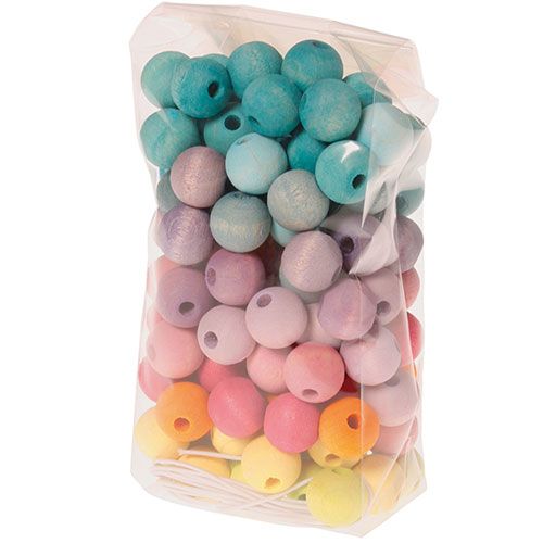 Grimm's 120 houten gekleurde kralen pastel 1,2 cm