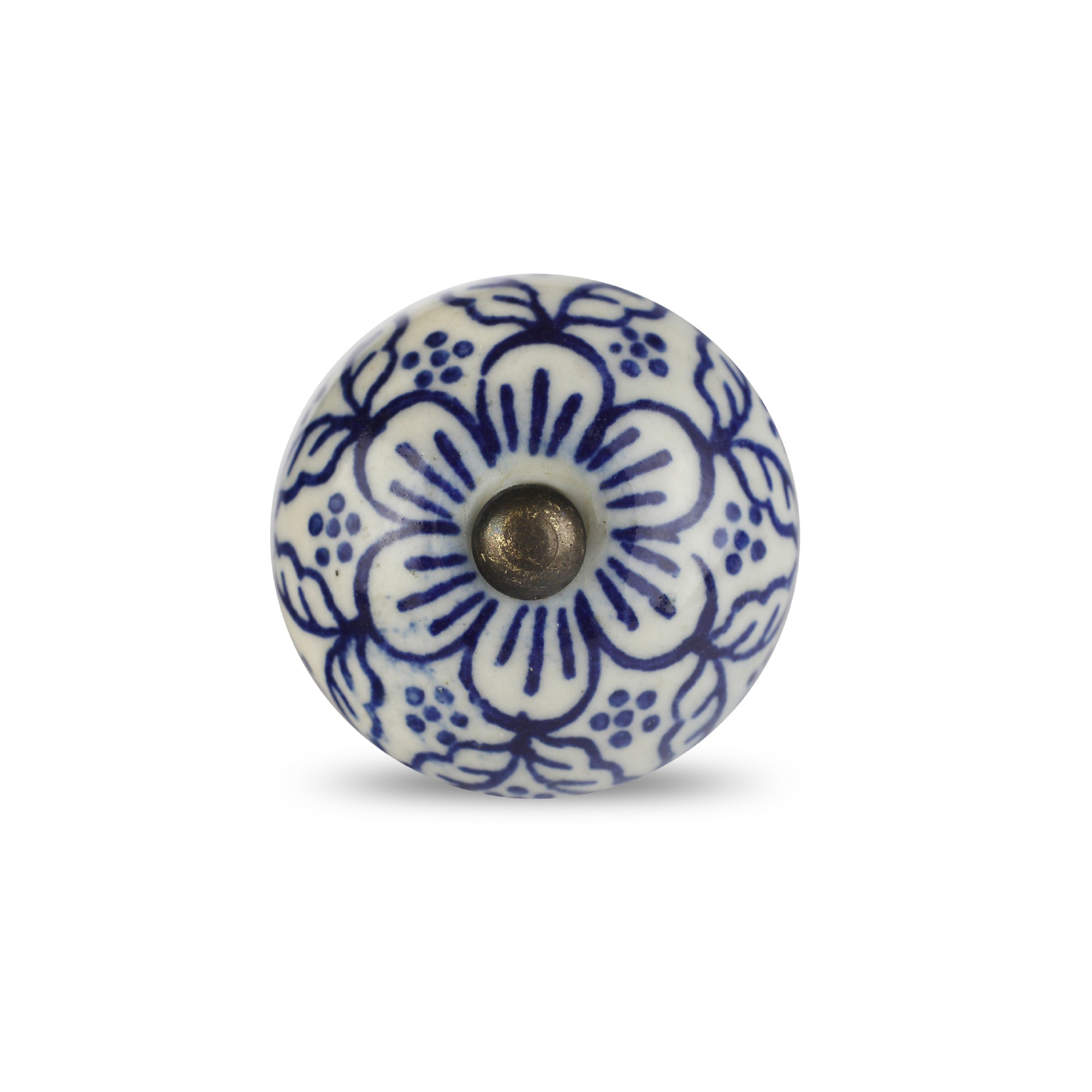 Keramik-Knauf rund, weiß-blau, Ø 3,8 cm, L 2,5 cm günstig bestellen