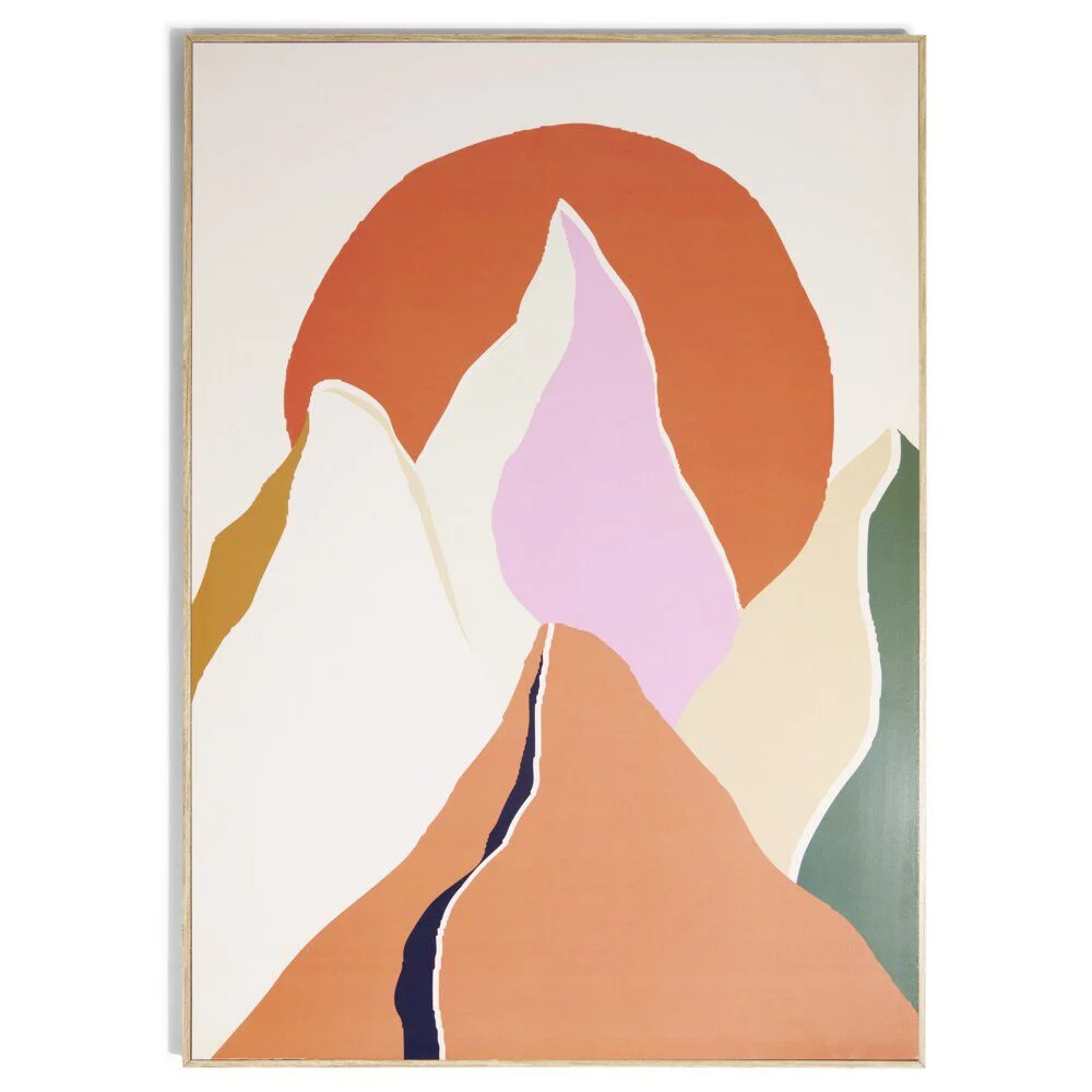 Cadre déco en bois motif abstrait montagne 50x70cm