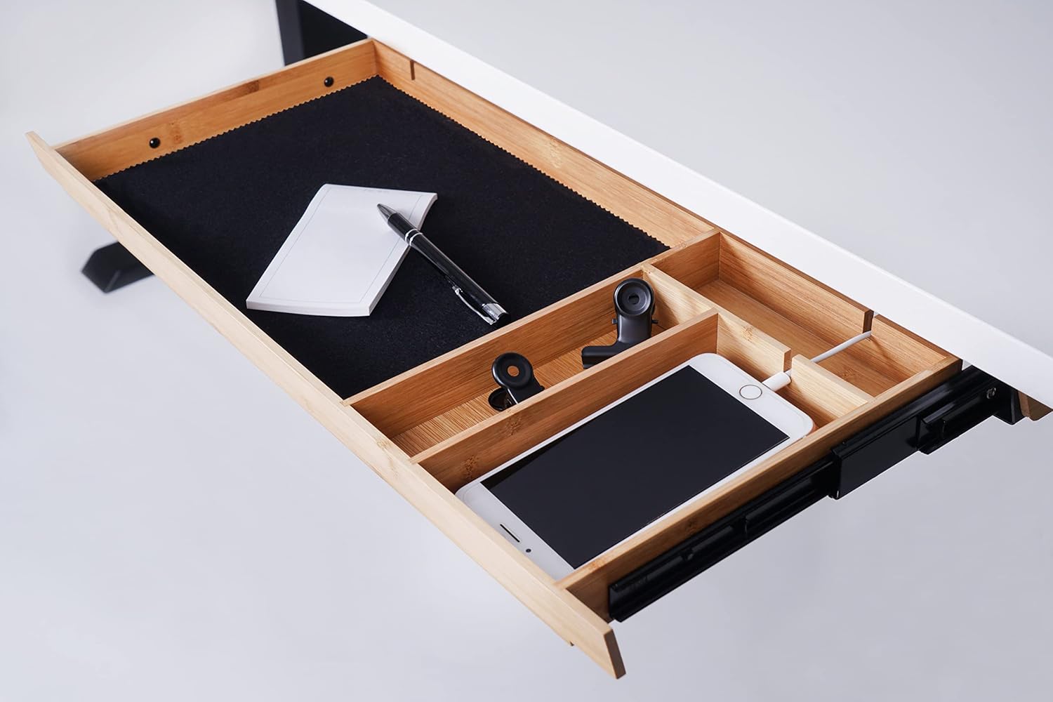 ACTIFORCE® Untertisch Schublade aus Bambus – Ausziehbare Schreibtischschublade | Schubfach & Organizer für Homeoffice | Perfektes Schreibtisch Zubehör & Unterbau Schublade