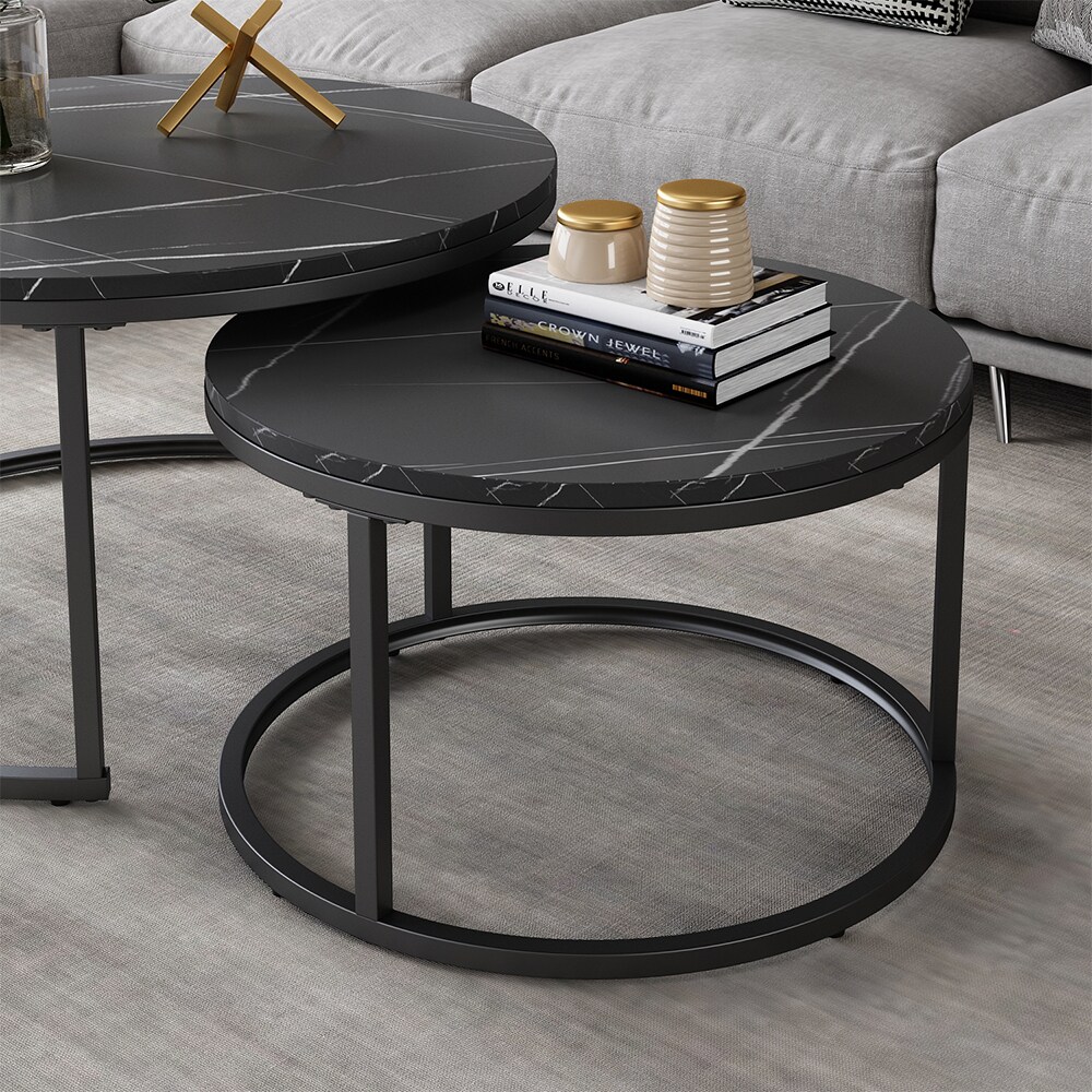 Vicco Couchtisch Montreal Schwarz Marmor-Optik 77 x 40 cm Wohnzimmertisch 2er-Set