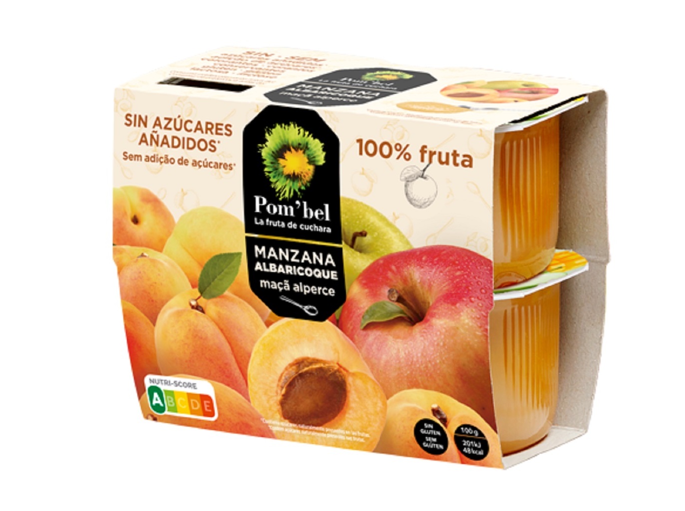 PURÉ DE FRUTA POM`BEL MAÇÃ E ALPERCE 4X100G