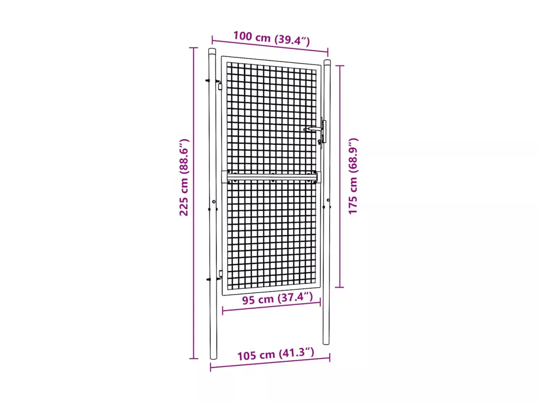 Portail de cl?ture acier 100x175 cm vert
