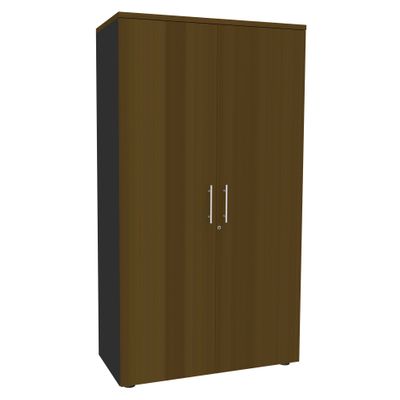 Armoire haute IDRA/DUAL - H180 x L80 x P47 - 2 portes - Corps anthacite - Portes et dessus imitation noyer