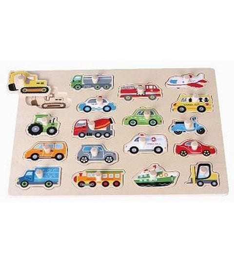 Spielba Holzspielwaren Puzzle Fahrzeuge gross mit Griffli Holzpuzzle