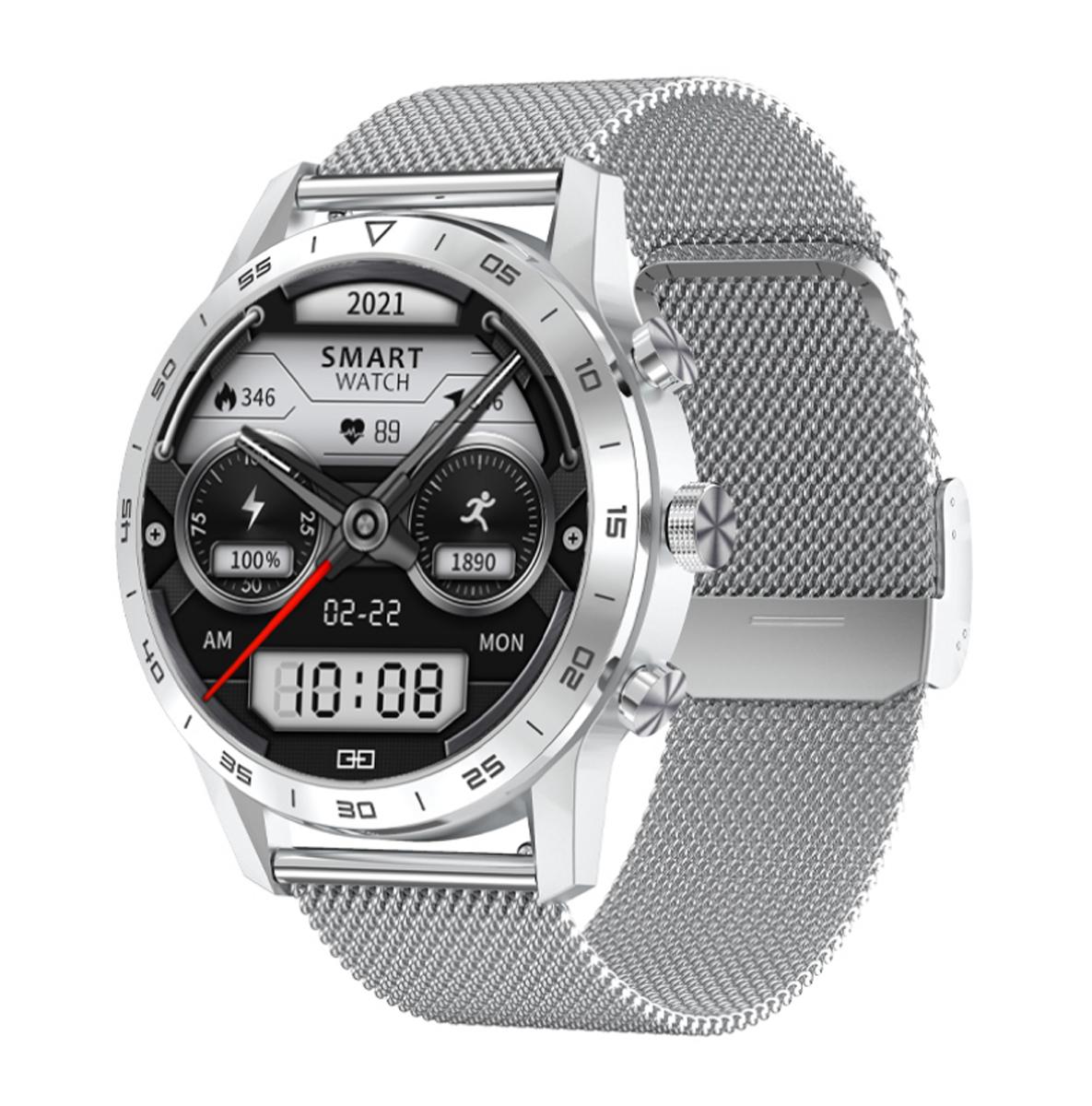 TPFNet Smart Watch / Fitness Tracker IP67 - Milanaise Armband - Android & IOS - Schwarz