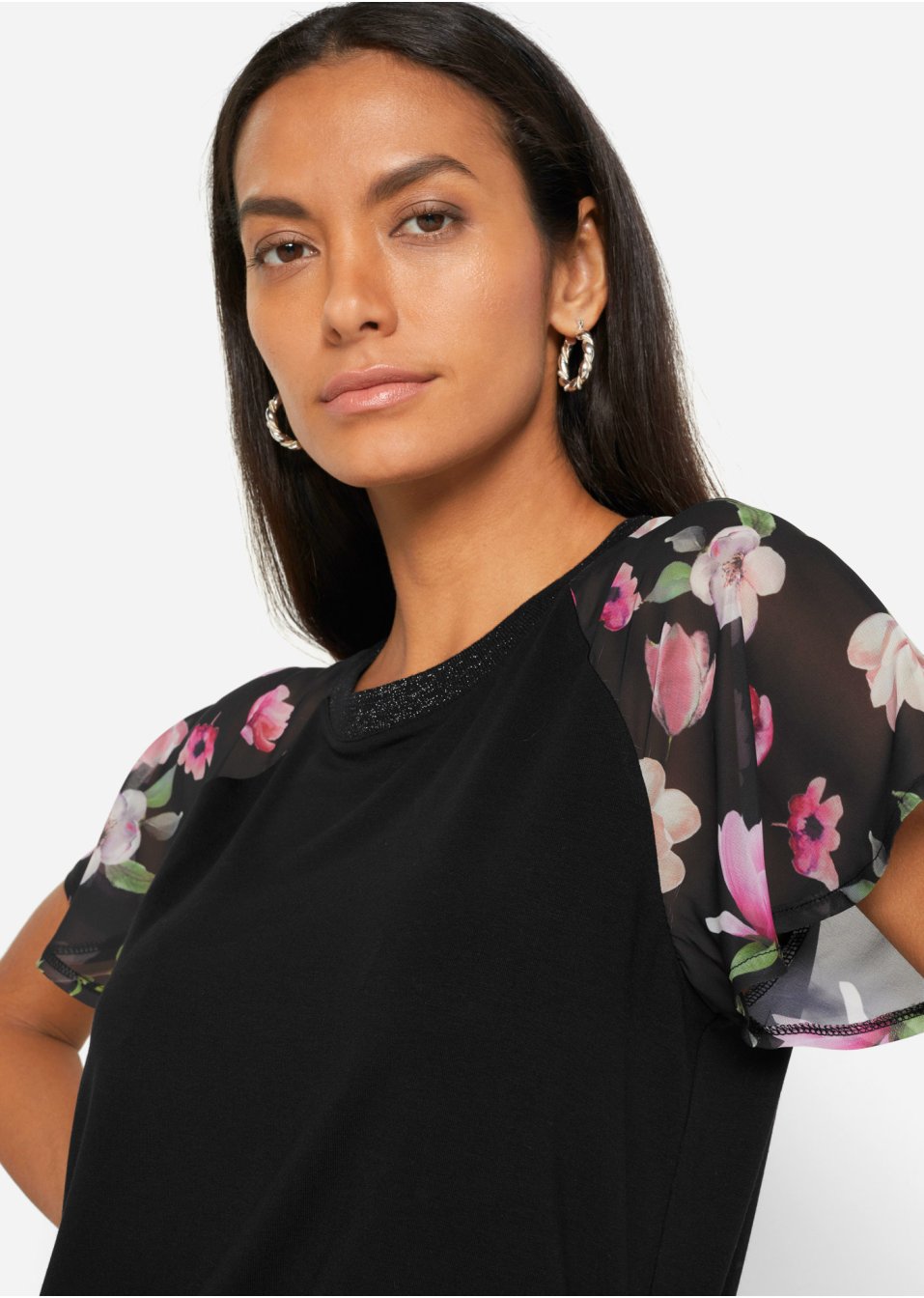 T-shirt avec manches en chiffon
