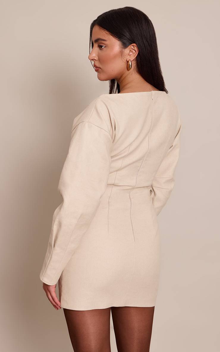 Crème Robe Moulante À Encolure Bateau Et Manches Cocon