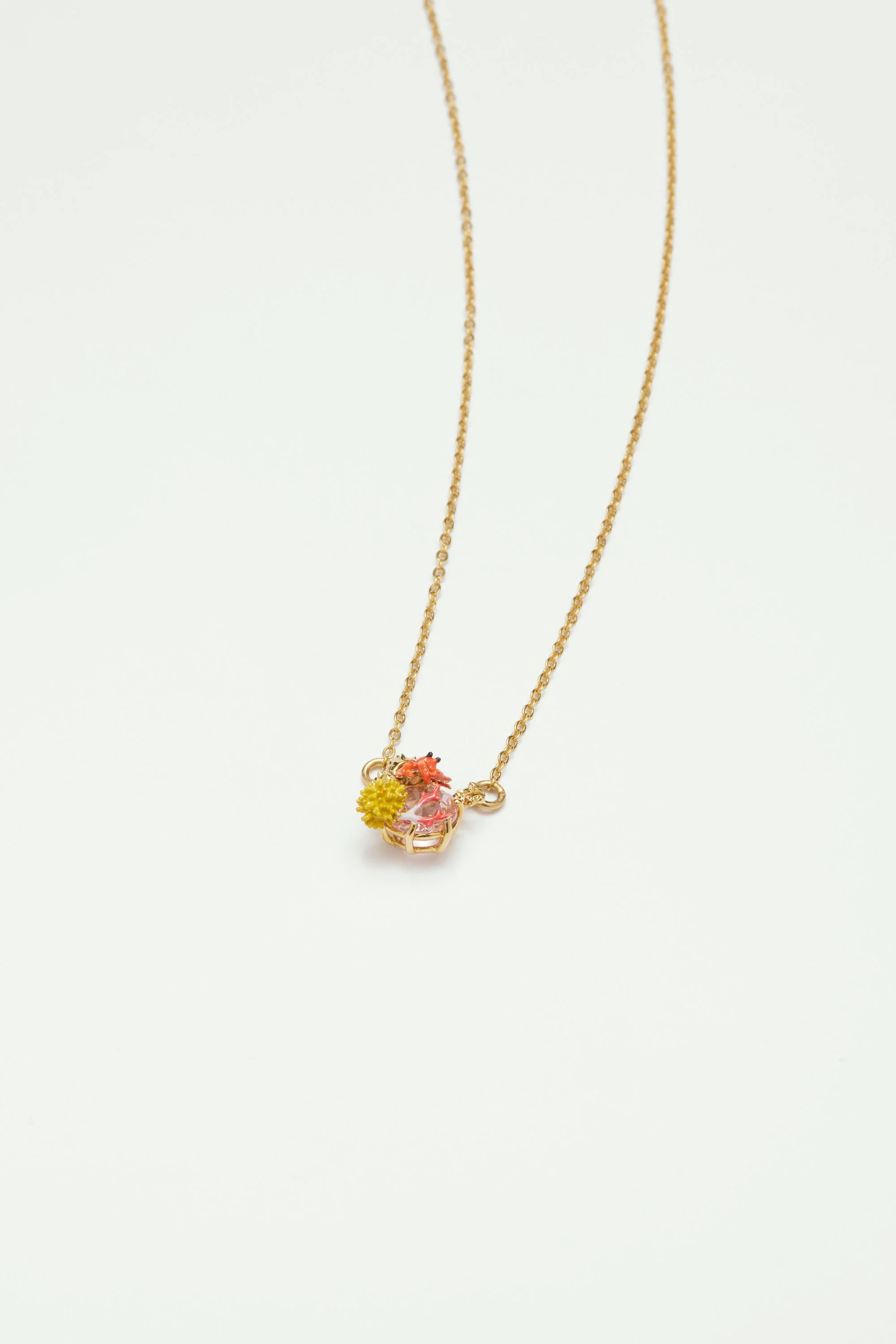 Collier pendentif bernard l'hermite et pierre en verre tailléclair | Multicolore