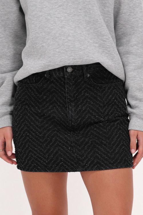 Zwarte jacquard denim rok