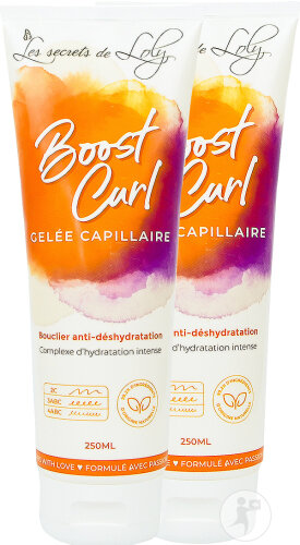 Pack De 2 Les Secrets de Loly Boost Curl Gelée Capillaire Bouclier Cheveux Secs Bouclés 2x250ml