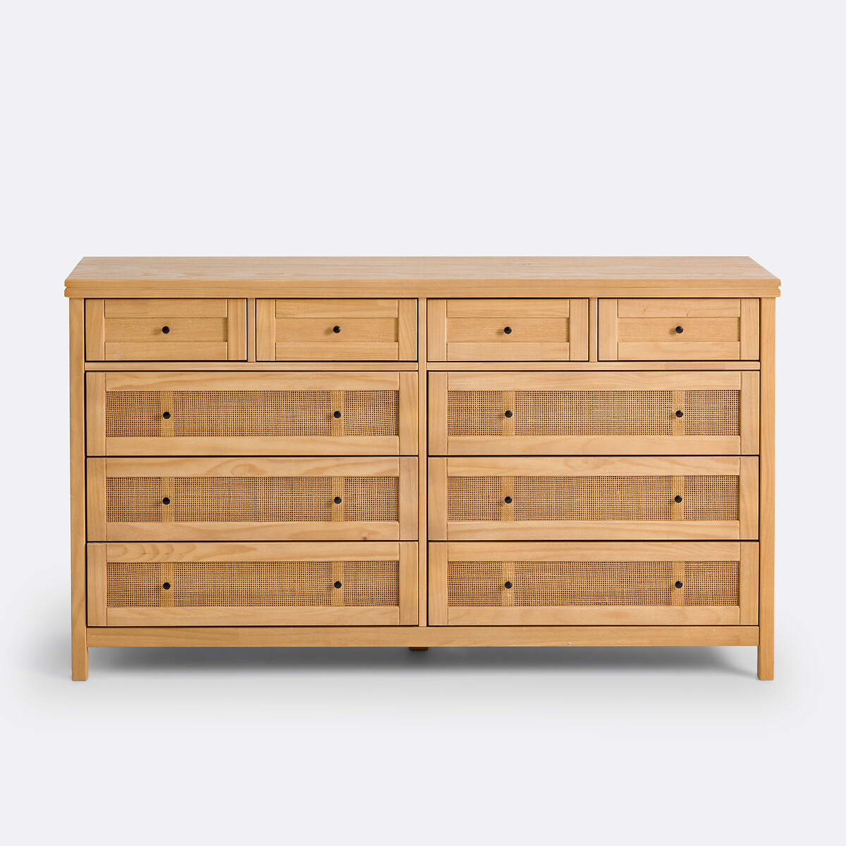 LA REDOUTE INTERIEURS<br>Cômoda de pinho maciço e rattan, 10 gavetas, Gabin