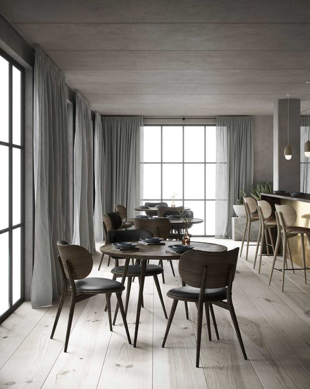 Mater Design High Stool barkruk met rugleuning 69 grijs eiken/zwart leer
