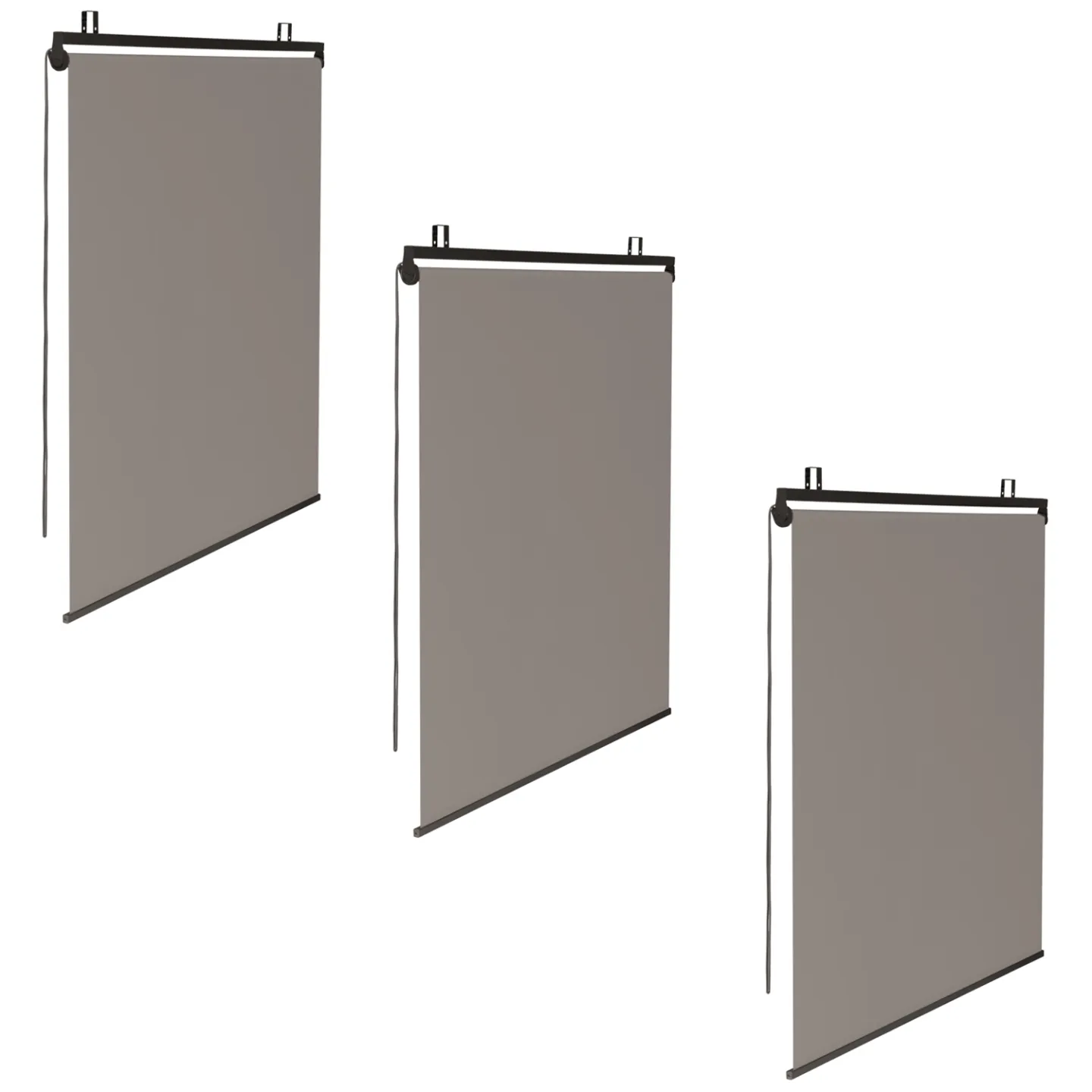 Lot de 3 stores enrouleurs L.124 x H. 225 CM pour pergola taupe