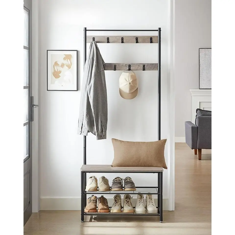 Parya Home 3-in-1 Kapstok met Schoenenrek – Entreekast met bankje