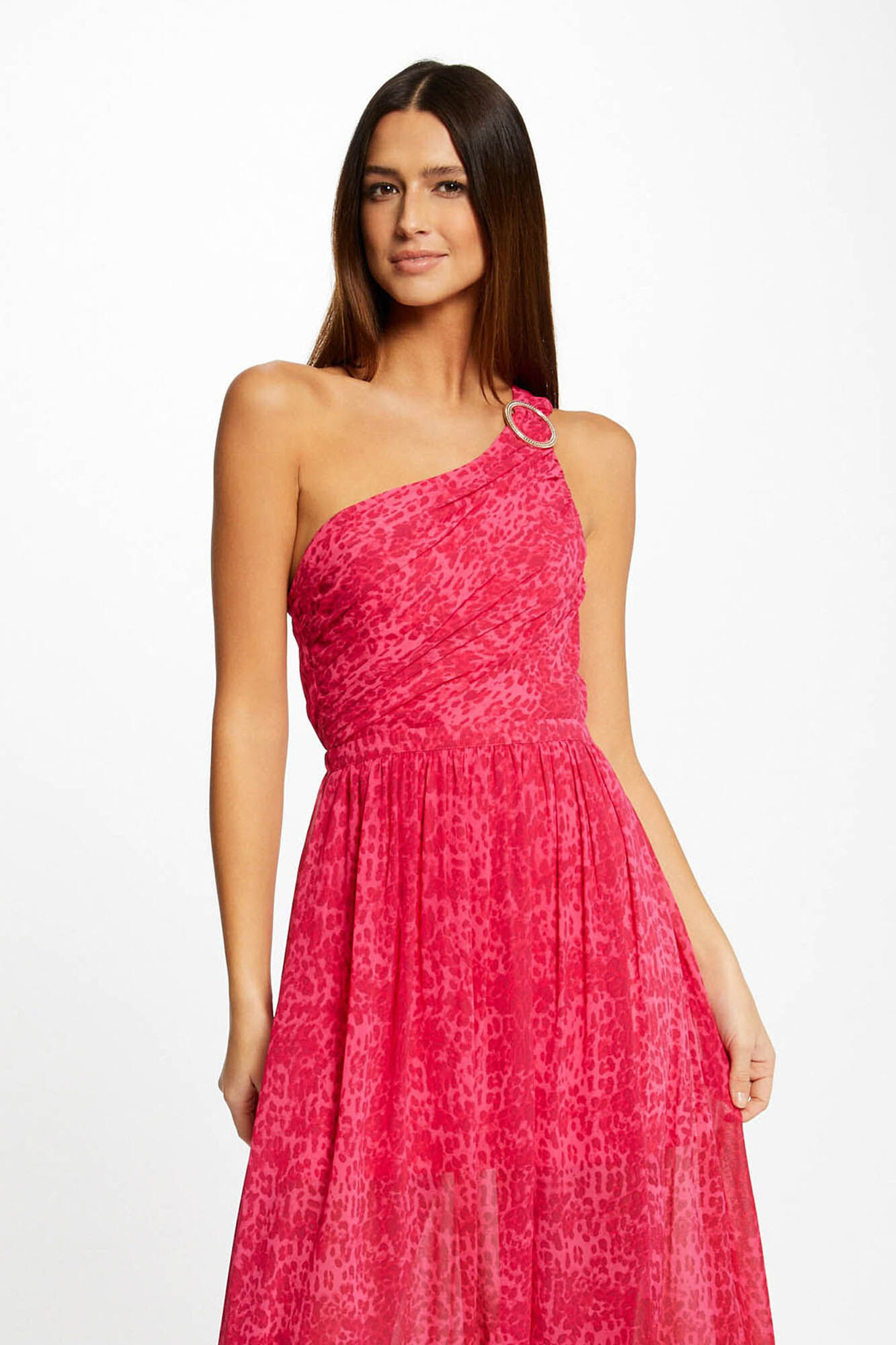 Vestido longo Campbell estampado - Fúcsia