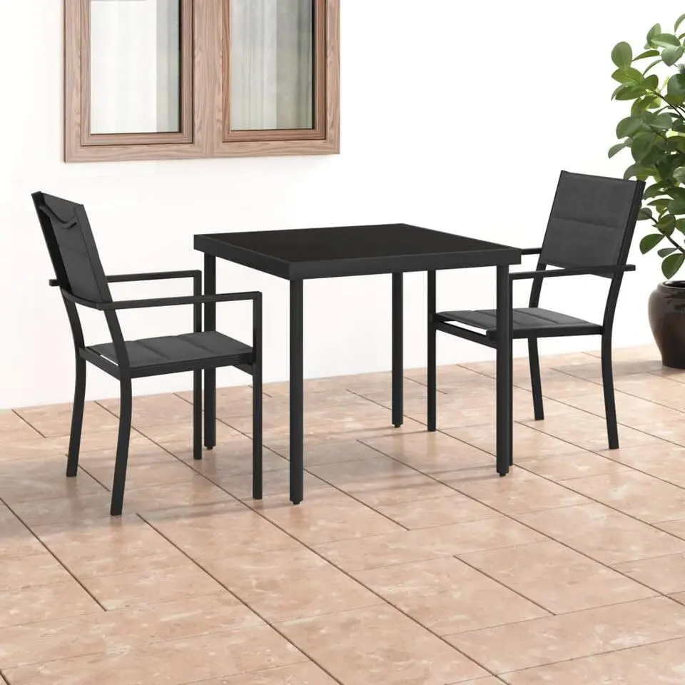 vidaXL - Bistroset - Zwart - Staal
