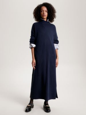 Vestido de malha midi de lã com modelagem relaxada