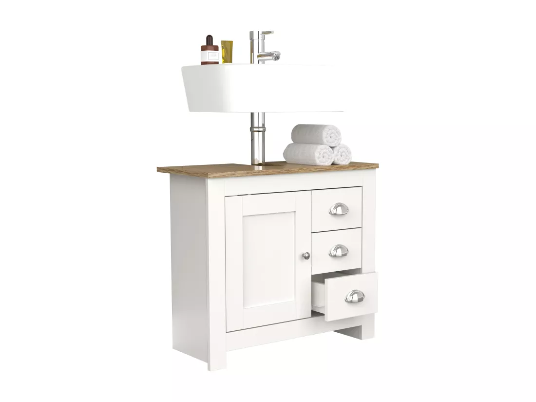 Armoire basse de salle de bain en bois Tiroir Balusa L