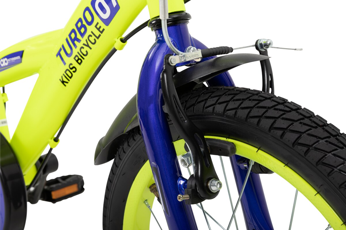 Actionbikes Kinderfahrrad Turbo 16 Zoll, Stützräder, V-Brake-Bremsen, Lenker-/Kettenschutz, Klingel