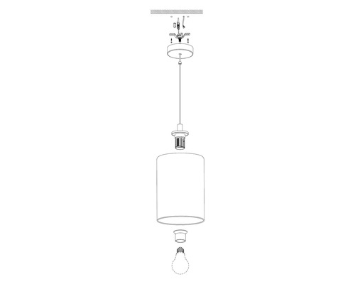 Hanglamp, 1-lichts, HxØ 110x16 cm, zwart/rookglas/transparant
