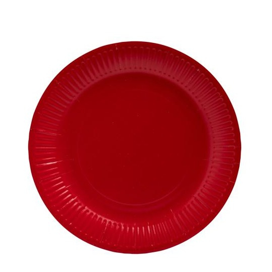 (20er Set) Ø23cm Pappteller Einweg Papier Teller Party Geschirr Tisch Deko (79215I) - Rot