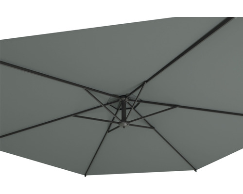Soluna Lyon zweefparasol, Ø 300 cm, donkergrijs, inclusief kruisvoet