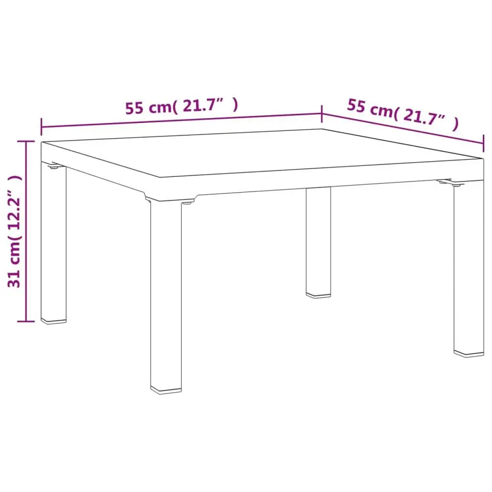 vidaXL - Tuintafel - Grijs - DPC en staal - 55 x 55 x 31 cm