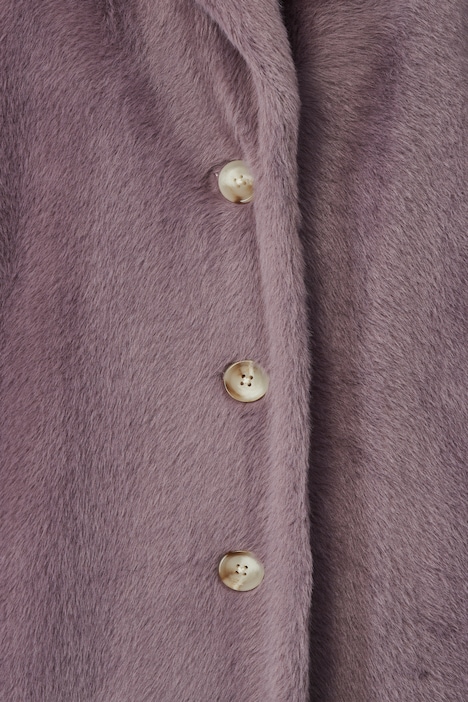 Mantel, Straight Fit, Kunstpelz, Revers, Langarm