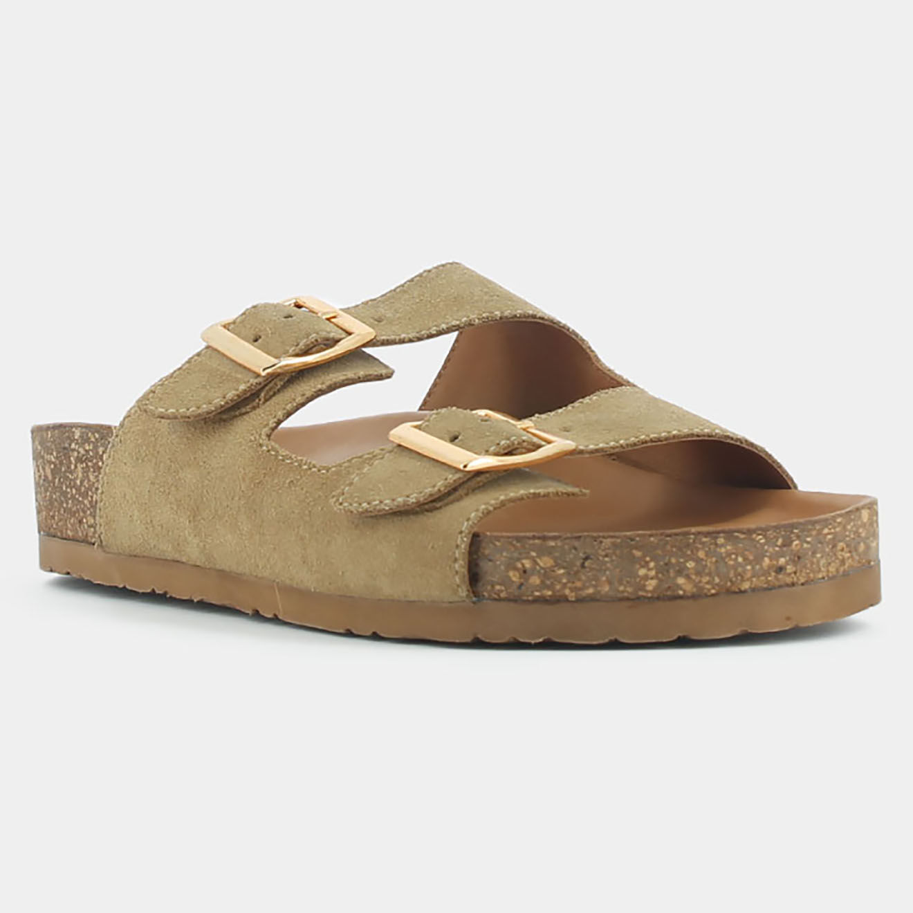 Jonak Mules en Velours de Cuir West beiges
